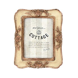 Classical アンティーク フォトフレーム レクト ≪クリーム≫ 9cm×11.5cm ウェルカムスペース 写真 額縁 シャビー クラシック スタンド ゴールド インテリア ディスプレイ 壁掛け 四角 長方形 卓上 【 最強配送 】