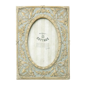 Classical アンティーク フォトフレーム エンボス ≪グレー≫ 16cm×21cm ウェルカムスペース 写真 額縁 シャビー クラシック スタンド ゴールド インテリア ディスプレイ 壁掛け