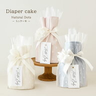 おむつケーキ 「NATURAL DOTS ミニケーキ」 オーガニックコットンタオル メッセージカード付き 日本製 女…