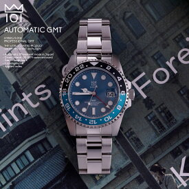 HYAKUICHI ヒャクイチ 101 機械式自動巻き腕時計 GMT ダイバーズ メンズウォッチ カレンダー 20気圧防水 シースルーバック 男性