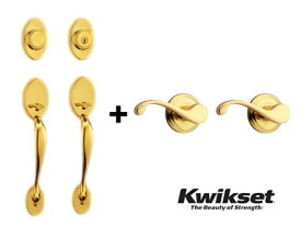 Kwikset 両開きドア ハンドルセット 800CE-LIP + 802CE-LIP + 966CHL-IP + 968CHL-IP 扉厚45mm前後 BS60/70mm キー3本付 チェルシー(外) + コモンウェルス(内) 標準シリンダー仕様【クイックセット メンテナンス 部品】【TITAN 互換品】