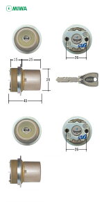 [2���b�N�Z�b�g] MIWA PR TE0 ����T�C�Y �h���O���[�F �L�[6�{�t LIX�^�C�v �S��40mm�p PR�V�����_�[ 2����L�[�y���a���b�N �~�� �����e�i���X���i�z