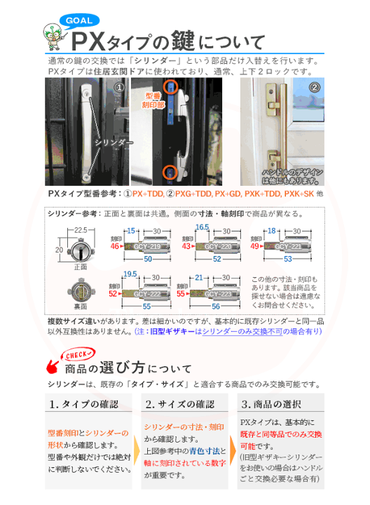 Amazon.co.jp: GOAL(ゴール) シリンダー 錠 PX用 鍵 交換 玄関