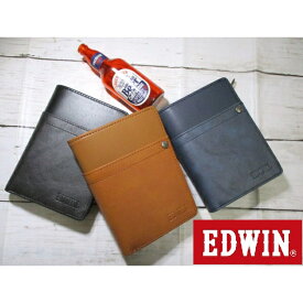 財布 メンズ 二つ折り 縦型 ラウンド エドウィン EDWIN ブランド リサイクルレザー PUレザー おしゃれなリベットデザイン 毎日配送