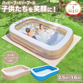 プール ビニールプール 大型 250×160×50cm 子供用 家庭用 『子供たちを笑顔にするハッピーファミリープール』 ファミリープール 子供用プール 四角いプール くすみ ＼世界シェア約60％独占契約店／ 送料無料 【平日14時迄のご注文決済確定当日発送】グレー くすみ 楽天1位