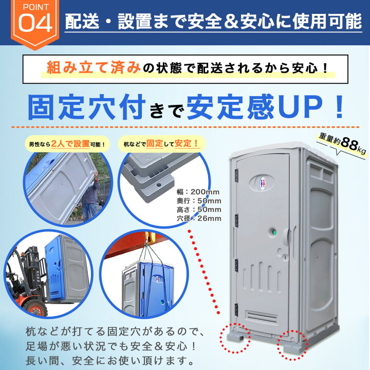 楽天市場】【ライト＆南京錠付き】仮設トイレ 洋式 水洗 組立済み 簡易 