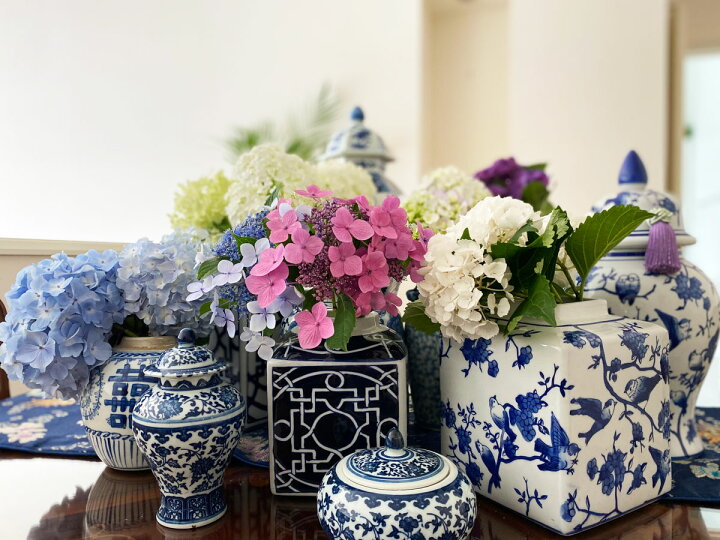 楽天市場】THE-SECRET-GARDEN Blue & White 青白陶器蓋付壷 飾り壺 