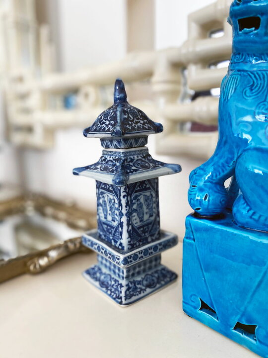楽天市場】THE-SECRET-GARDEN Blue & White 一輪挿し 塔 青白陶器 