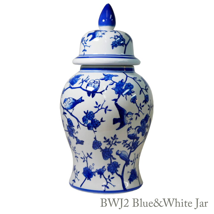 楽天市場】THE-SECRET-GARDEN Blue & White 青白陶器蓋付壷 飾り壺 
