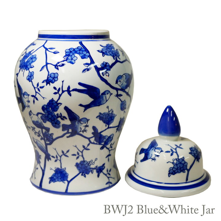 楽天市場】THE-SECRET-GARDEN Blue & White 青白陶器蓋付壷 飾り壺 