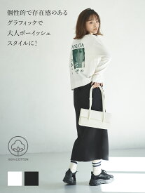 グラフィックフォト ロンT レディース Tシャツ ティーシャツ 長袖 ショート丈 プリントT バックプリント レイヤード プルオーバー おしゃれ オシャレ かわいい 可愛い きれいめ ホワイト ブラック 大人カジュアル 秋冬 ODORATA オドラタ