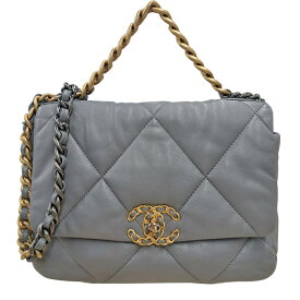 【送料無料】CHANEL　シャネル　ラムスキン　シャネル19　2WAY　ハンドバッグ　AS1160　29番台　グレー【中古】