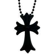 【送料無料】CHROME HEARTS クロムハーツ ラバークロス ネックレス ブラック CHクロス タイニー ユニセッ…