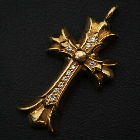 【送料無料】CHROME HEARTS クロムハーツ 22K ダブルCHクロス ペンダント PD ダイヤ チャーム 7.5g ゴールド アクセサリー メンズ レディース【中古】