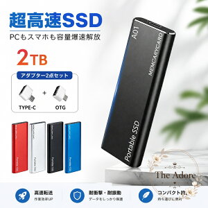 �|�[�^�u��SSD 2TB �O�t���X�g���[�W USB3.1�Ή� USB Type-C�EUSB-A�ڑ� ���^�A���~�����{�f�B �ϏՌ��d�l �Ǎ��ő�560MB/s�E�����ő�500MB/s �p�\�R���E�X�}�[�g�t�H���̎ʐ^�E����E���ޕۑ��ɑΉ� OT