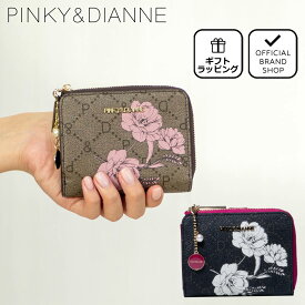 【正規販売店】PINKY&DIANNE フラワーペイント L字ファスナー折り財布［ピンキー＆ダイアン］ 折りたたみ財布 ブランド ミニ ウォレット コンパクト 小さい かわいい 花柄 カードたくさん おしゃれ 大人 ピンキー アンド ダイアン レディース バッグマニア