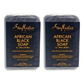 【月間優良ショップ受賞】 Shea Moisture African Black Soap Bar Acne Prone &amp; Troubled Skin - Pack of 2 Bar Soap シアモイスチャー アフリカンブラックソープバーにきびが発生しやすい肌と問題のあ 送料無料 海外通販
