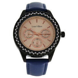 Louis Villiers LV2081 Black/Blue Leather Strap Watch by Louis Villiers for Women - 1 Pc Watch