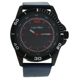 Louis Villiers LV1003 Black/Blue Leather Strap Watch by Louis Villiers for Men - 1 Pc Watch