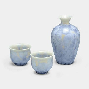 徳利 酒器 ギフト おしゃれ 高級 陶あん 磁器 花結晶 結晶釉 3点セット | 徳利12cm ぐい呑5cm 250ml ブルー ピンク ホワイト 京焼 清水焼 和食器 日本製 国産 職人 | 海外 手土産 モダン 晩酌 飲み会