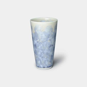 ビールタンブラー 花結晶 (フラワークリスタル) ギフト おしゃれ 高級 磁器|8x14.5cm 350ml 青 京焼・清水焼 日本製 国産 職人 陶あん|海外 手土産 モダン 和食 洋食 酒器 晩酌 ビール|結婚祝い