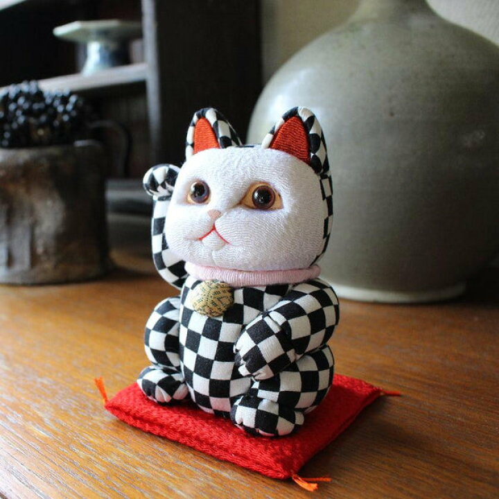 楽天市場】【ギフトラッピング対応】招き猫 市松柄 江戸木目込み S L 