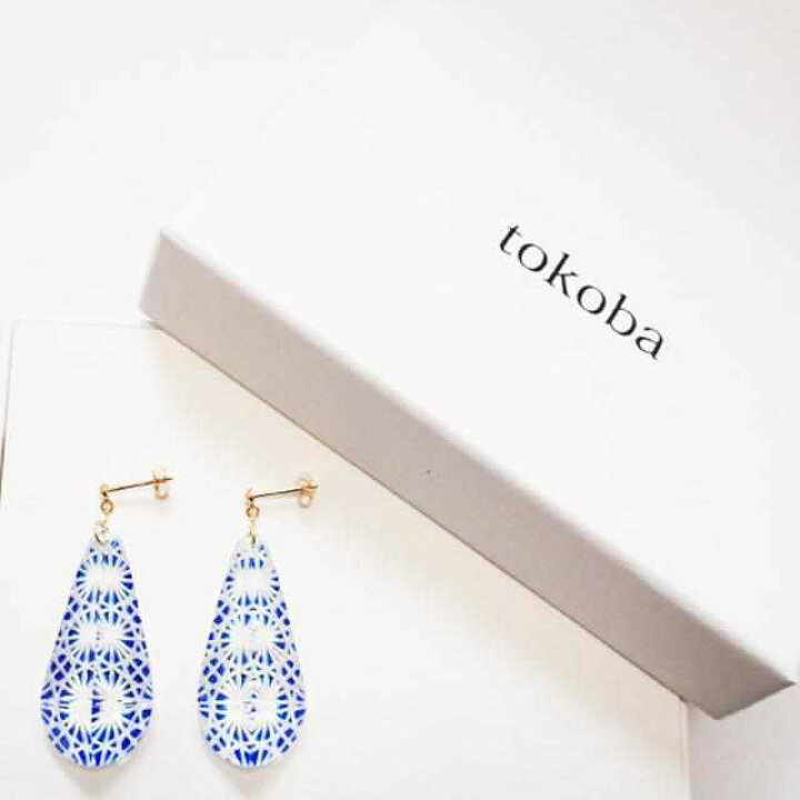 楽天市場】【江戸切子】tokoba ドロップ・ピアス ルリ菊つなぎ（K18 