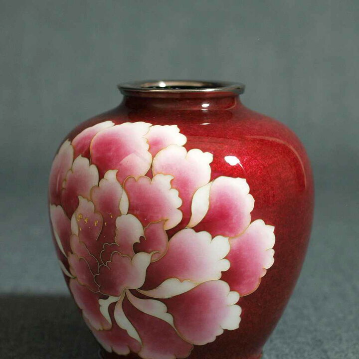 楽天市場】【花瓶】3玉形 赤透 牡丹 | 有線本七宝 : BECOS伝統工芸楽天 