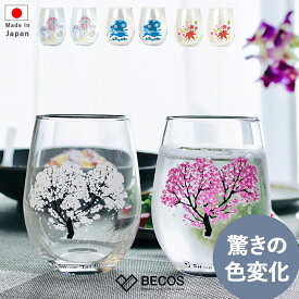 桜 さくら グラス タンブラー コップ 保冷 冷感桜 食器 ギフト おしゃれ 高級 ガラス 冷感 シリーズ | 325ml 桜 丸モ高木陶器 日本製 国産 職人 | 海外 手土産 ペア 2個セット かわいい カフェ風 | 結婚祝い 新築祝い 新居祝い 誕生日 還暦祝い 米寿 プレゼント