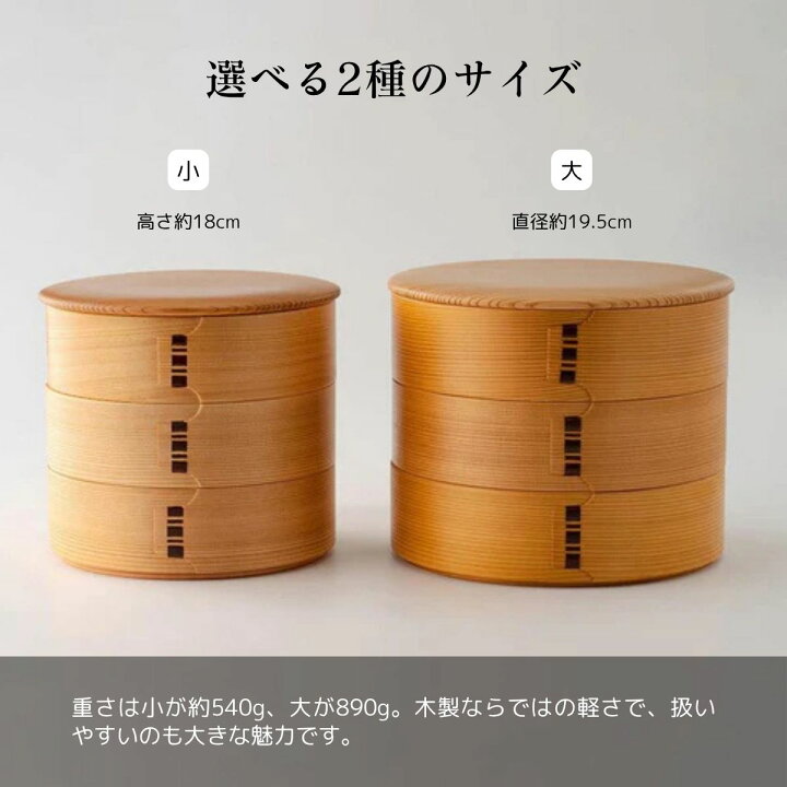 楽天市場】栗久 大館曲げわっぱ 重箱 3段 6寸 6.5寸 丸型 ギフト 