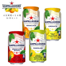 4種から選べる16缶【サンペレグリノ4缶×4セット】 スパークリングフルーツビバレッジ サンペレ 微炭酸 果汁 飲料 オレンジ ブラッドオレンジ レモン グレープフルーツ 330ml×16缶 送料無料地域多数 お試し