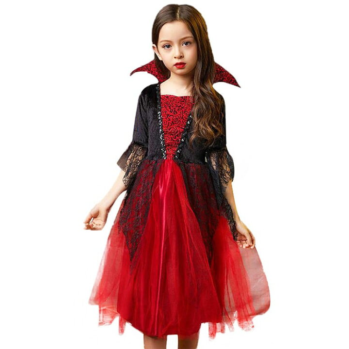 Qoo10] ヴァンパイア キッズ 発表会 キッズ ハ [huafan luxkazya] ワンピース スカート プリンセス ドレス 女の子 魔女 吸血鬼 ゴシック風 子供服 変装 仮装