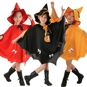 ハロウィン 衣装 マント かぼちゃ 子供 コスプレ コウモリ ハロウィン 仮装 魔法使い コスプレ 仮装 幽霊 女の子 かぼちゃマント コスチューム 悪魔 魔女 ウィッチ 帽子 ブラック オレンジ レ