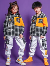 キッズダンス衣装セットアップ韓国チェック柄男の子子供服ダンス衣装ヒップホップキッズsale激安ステージ衣装演出服キッズダンスダンス衣装シャツパンツ110120130140150160170180