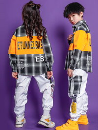 キッズダンス衣装セットアップ韓国チェック柄男の子子供服ダンス衣装ヒップホップキッズsale激安ステージ衣装演出服キッズダンスダンス衣装シャツパンツ110120130140150160170180