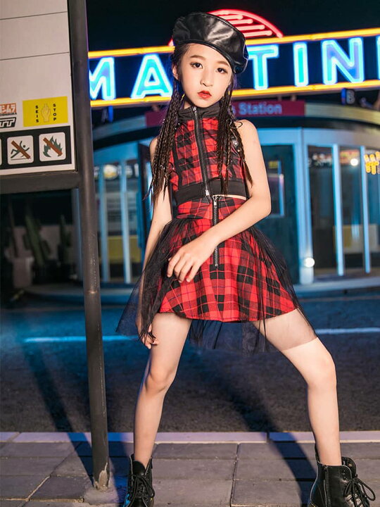 楽天市場 子供衣装 キッズダンス ダンスウェア スカートセット 上下セット 女の子 スカート カジュアル ストッキング ダンス Hiphop チェック柄 肩出し ノースリーブ おしゃれ 可愛い ヒップホップ Jazz 学生 チアガール 応援ダンス 演出 発表会 夏用 ザ ブリッジ