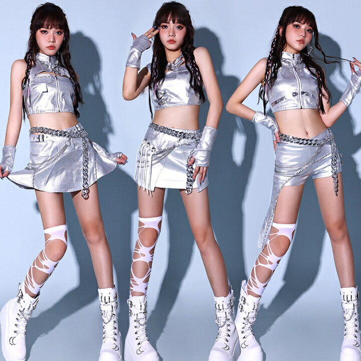 楽天市場】シルバー ダンス衣装 レディース セットアップ 銀色 ダンス 