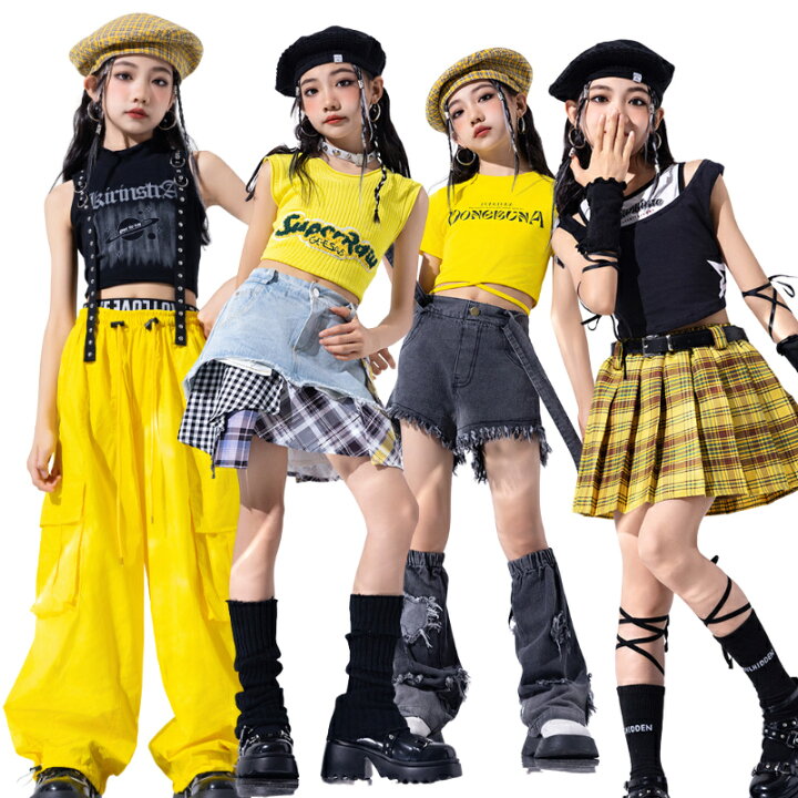 楽天市場 キッズダンス衣装 黄色い 黒 セットアップ キッズ ジャズ チア ダンス衣装 女の子 ヘソ出し 子供服 ヒップホップ スカート パンツ トップス k-pop 衣装 jazz hiphop 演出服 ファッション キッズ 夏 練習着 おしゃれ 単品ORセット ザ・ブリッジ