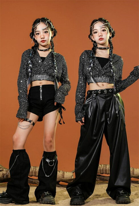楽天市場】黒 キッズダンス衣装 セットアップ 女の子 スパンコール  