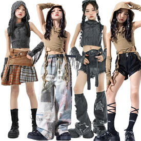デニム キッズダンス衣装 女の子 ジャズダンス セットアップ キッズ チア ダンス衣装 セットアップ 子供服 ヒップホップ ヘソ出し 砂色 グレー トップス スカート パンツ k-pop 衣装 jazz hiphop 演出服 キッズ ファッション 夏 練習着 おしゃれ