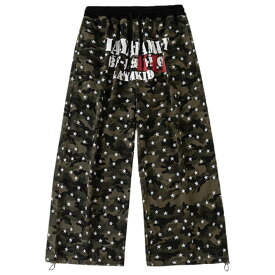 キッズ ダンス 衣装 ヒップホップ セットアップ 迷彩 星柄 パンツ ベースボールシャツ 黒 2点セット 単品売り 子供服 ガールズ 110-180cm ジュニア チーム 発表会 練習着 半袖 前結び クロップド丈 へそ出し ダボパン ズボン