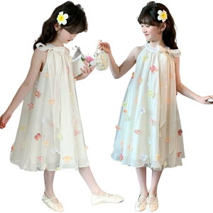 子供服 女の子 袖なし ワンピース 夏服 韓国 白 花柄 チュールワンピース ピアノ発表会 ワンピース 女の子 可愛い 女児 サマー ミモレ丈 キッズ ワンピース 海辺 旅行