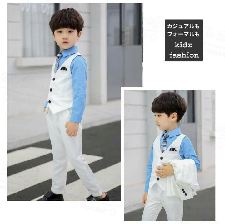 楽天市場 新品 送料無料 フォーマルスーツ 男の子 5点セット 6点セット 子供服 無地 タキシード キッズ おしゃれ 白 黒 シャツ コサージュ ネクタイ 入学式 卒園式 お受験 発表会 結婚式 コンサート フォーマル 男の子 長袖 パンツ ズボン シャツ ザ ブリッジ