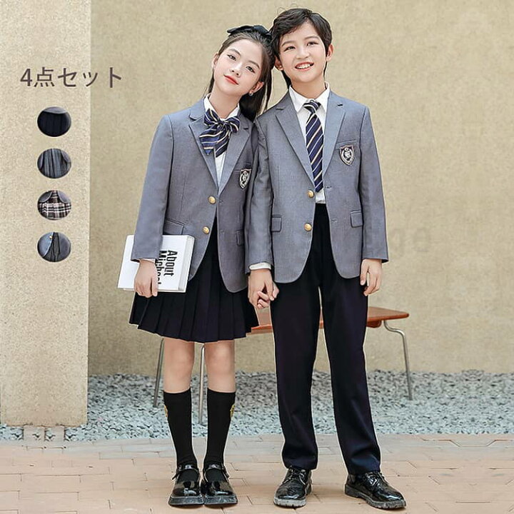 楽天市場】入学式 卒業式 スーツ 女の子 男の子 灰 グレー 卒服 4点 