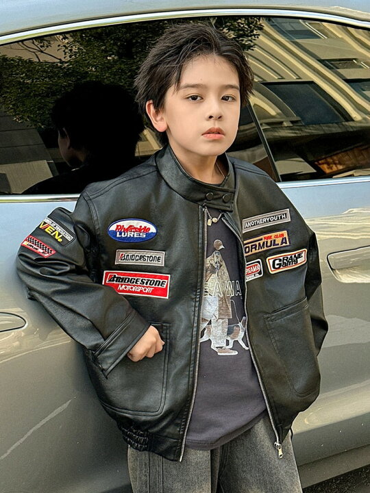 楽天市場】スタジャン キッズ ダンス 衣装 黒 レザージャケット 男の子 