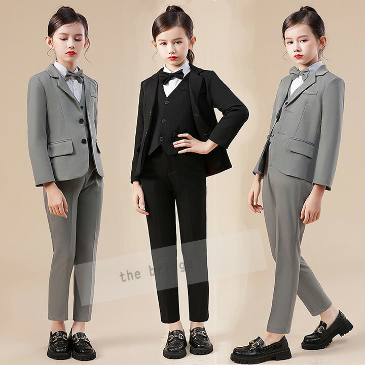 楽天市場 子供 フォーマル スーツ 子供服 女の子 卒園 卒業式 入学式 キッズ ベビー パンツスーツ ジュニア 小学校 スーツ フォーマル セットアップ パンツ 七五三 お受験 グレー ブラック 黒 ピアノ発表会 冠婚葬祭 ジャケット パンツ ベスト おしゃれ 90 170cm ザ