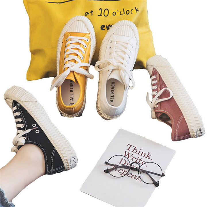 楽天市場 キャンバス レディース スニーカー 厚底スニーカー カジュアルシューズ ローカット 厚底 スニーカー キャンバス 韓国風 レディースシューズ ベージュ イエロー ブラック 婦人靴 おしゃれ カジュアル 激安 ザ ブリッジ