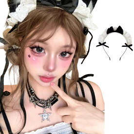 ハロウィン コスプレ ヘアアクセサリー クリップ ヘアバンド 猫 猫耳 レース 蝶結び 獣耳 可愛い 黒 白 衣装 コスチューム 大人用 キッズ 子供 パーティーグッズ ハロウィン頭飾り 髪飾り Halloween 髪留め 簡単 コスプレ小物 かわいい ゴシック ロリータ ステージ lolita