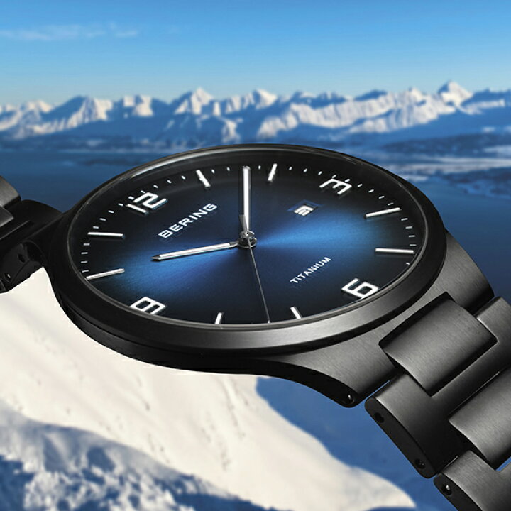楽天市場 Bering ベーリング Titanium Collection スリムフルチタンモデル 727 メンズ 腕時計 クオーツ 電池式 ブルー ブラック 薄い ザ クロックハウス 楽天市場店