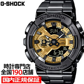 【ポイント最大52.5倍＆最大2000円OFFクーポン】G-SHOCK メタルカバード 110シリーズ メタルバンドモデル GM-110BD-1A9JF メンズ 腕時計 電池式 アナデジ ビッグケース ブラック ゴールド 国内正規品 カシオ